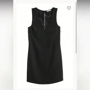 H&M Short Black Sleeveless Lace Front Business Dress Work Office Attire Preppy